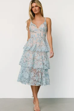 Outlet Baltic Born Giavanna Tiered Midi Dress | Dusty Blue DustyBlue
