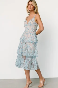 Outlet Baltic Born Giavanna Tiered Midi Dress | Dusty Blue DustyBlue