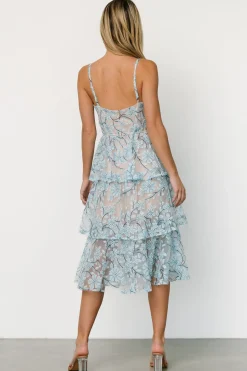 Outlet Baltic Born Giavanna Tiered Midi Dress | Dusty Blue DustyBlue