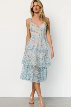 Outlet Baltic Born Giavanna Tiered Midi Dress | Dusty Blue DustyBlue