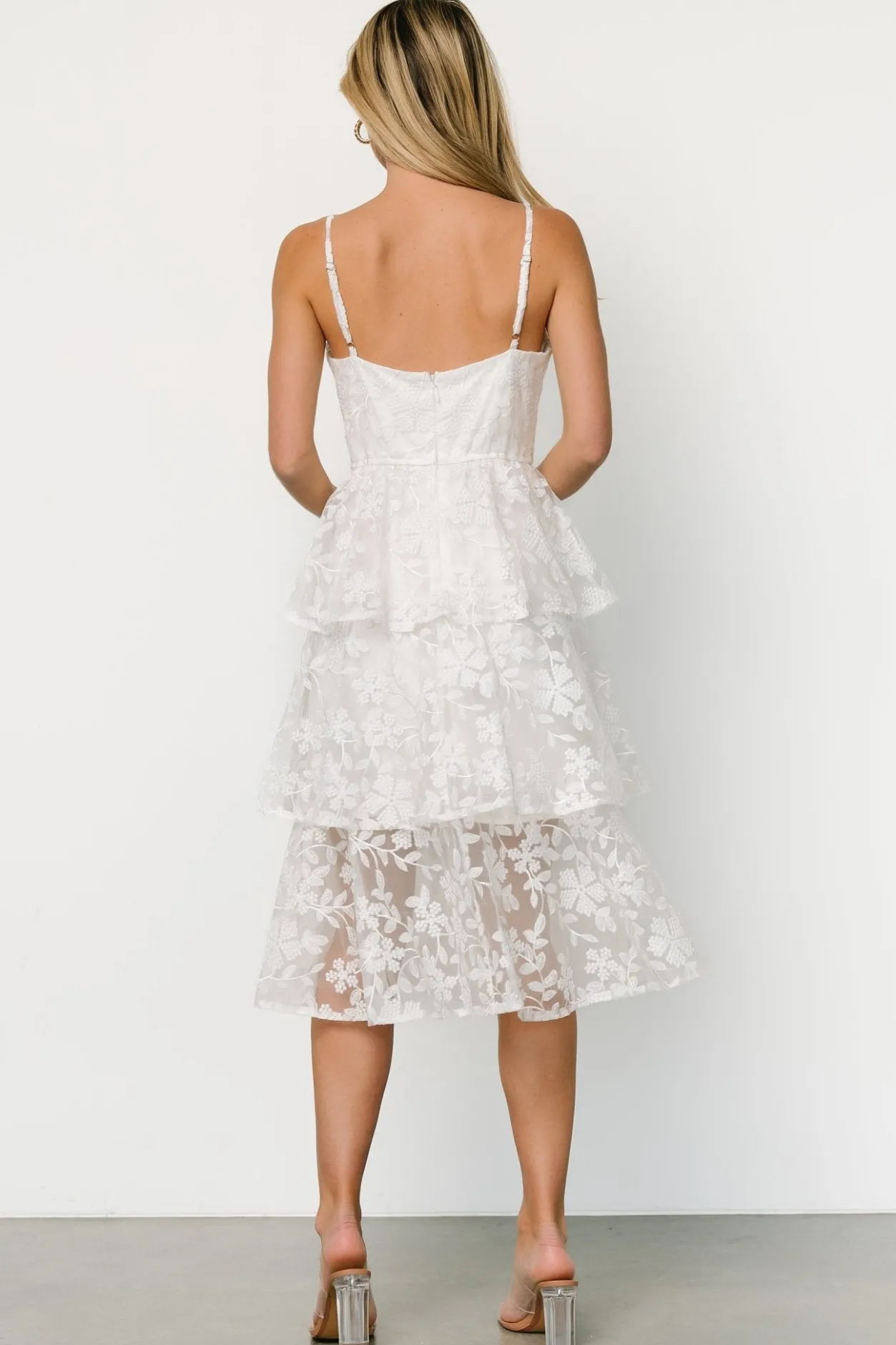 Outlet Baltic Born Giavanna Tiered Midi Dress | Off White OffWhite