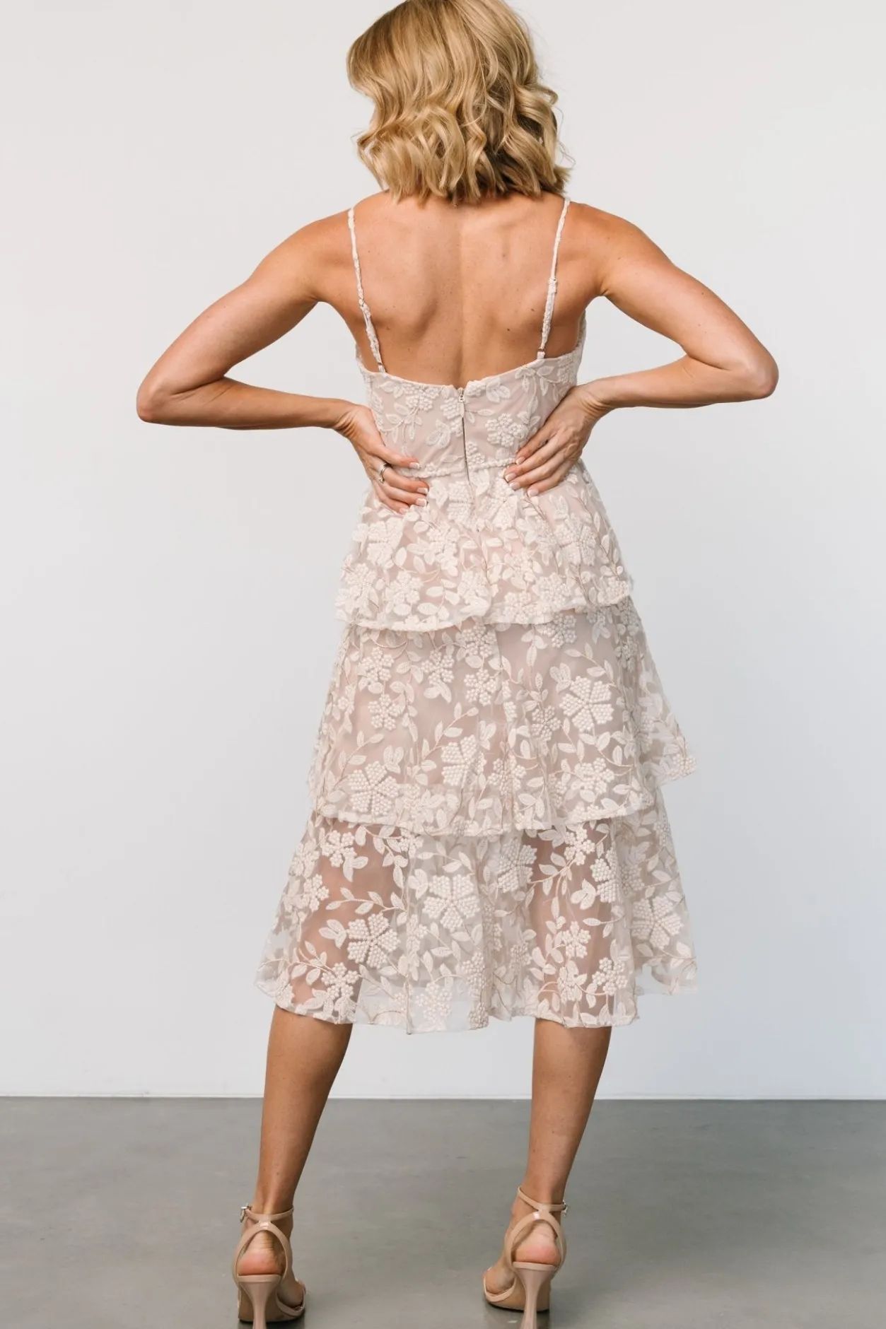 New Baltic Born Giavanna Tiered Midi Dress | Champagne
