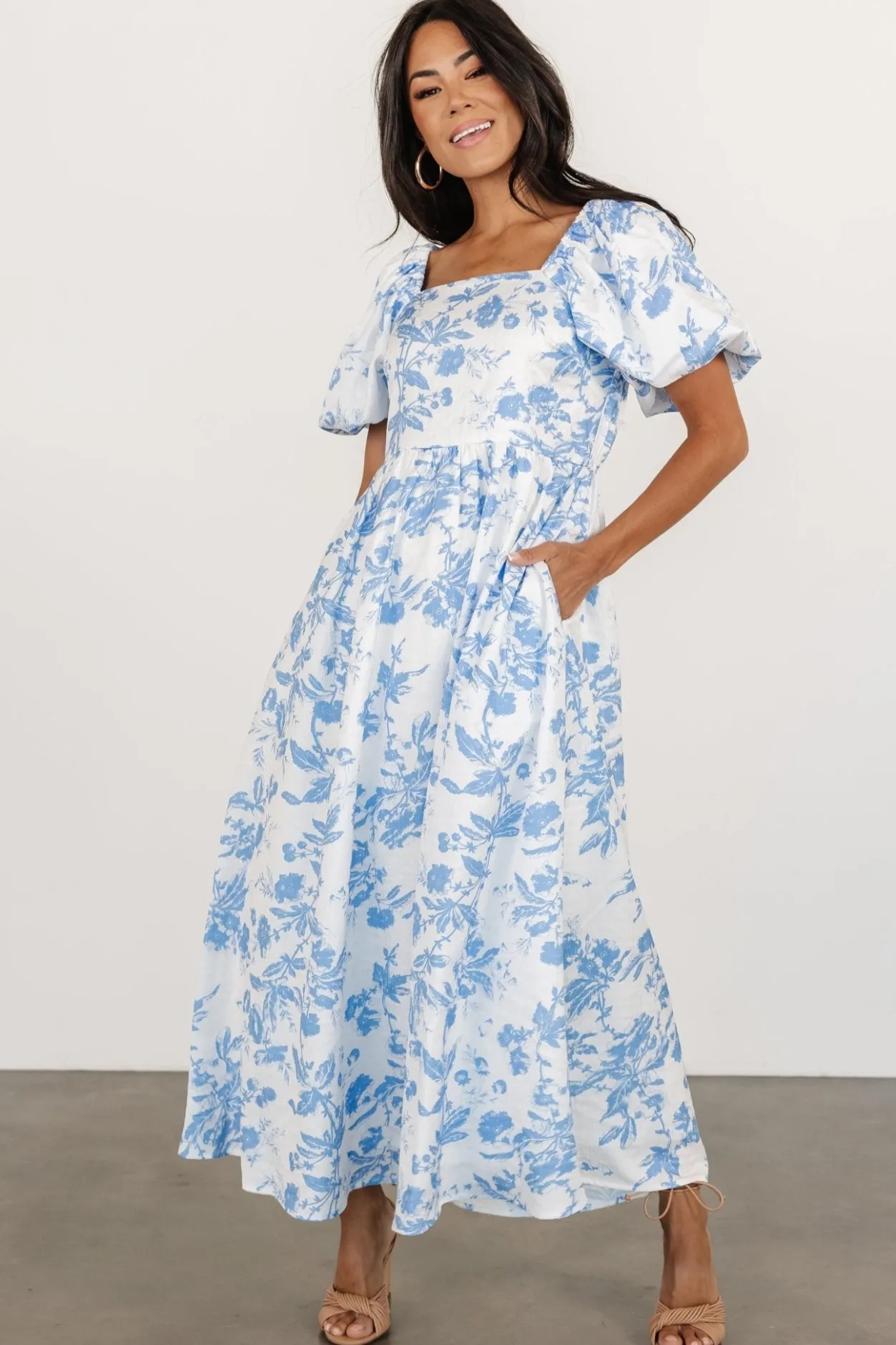 Outlet Baltic Born Graceland Maxi Dress | White + Blue Floral White+BlueFloral