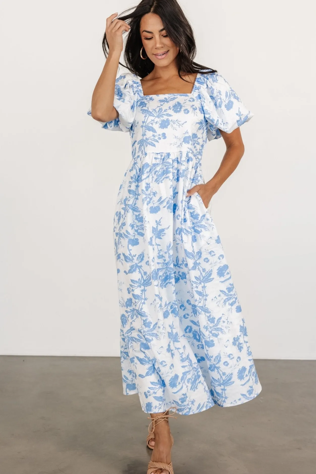 Outlet Baltic Born Graceland Maxi Dress | White + Blue Floral White+BlueFloral