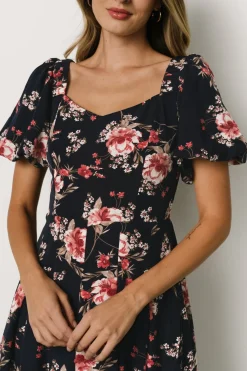 Online Baltic Born Greta Pleated Maxi Dress | Navy + Pink Floral Navy+PinkFloral