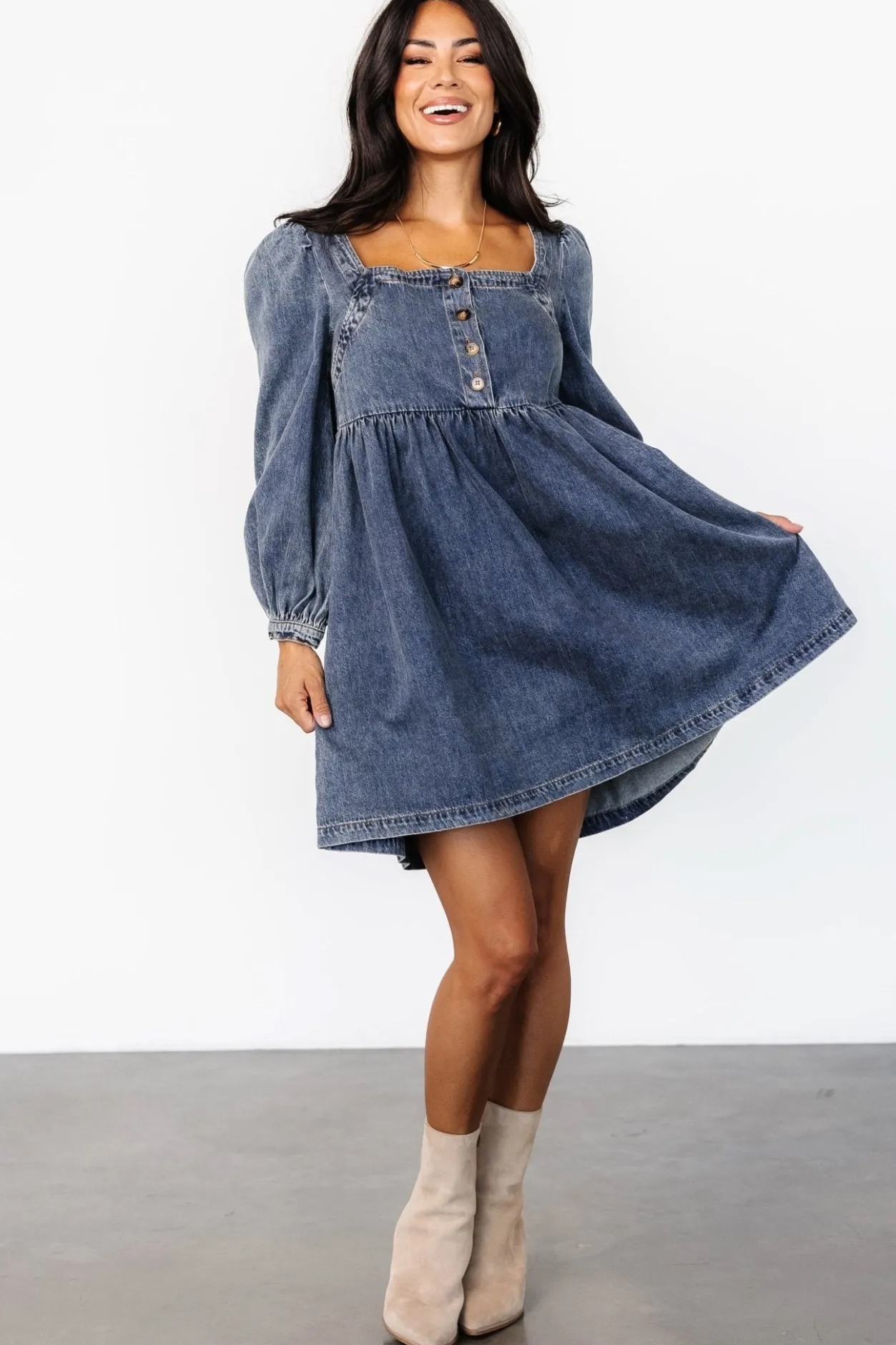 Clearance Baltic Born Gretchen Denim Short Dress | Blue
