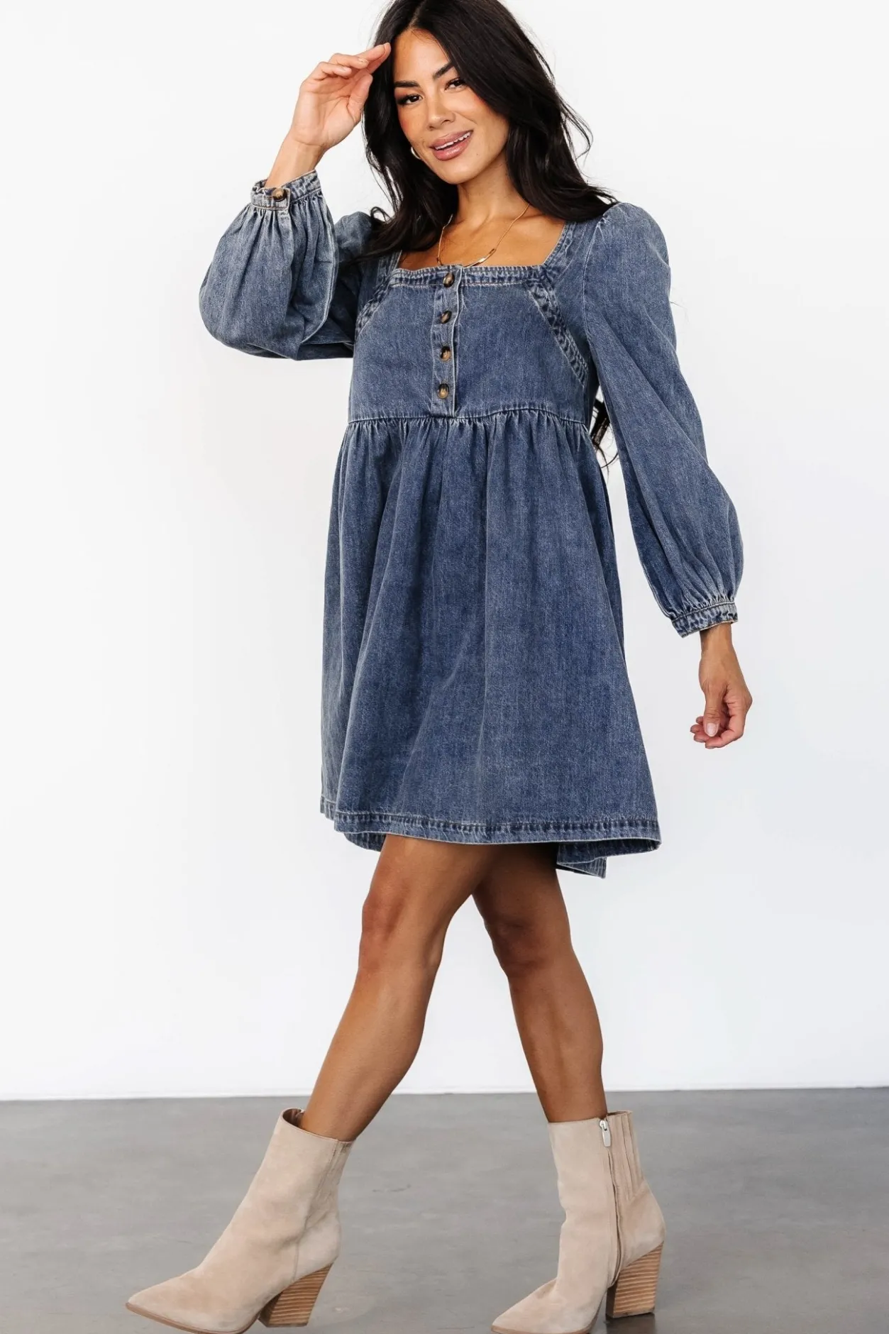 Clearance Baltic Born Gretchen Denim Short Dress | Blue