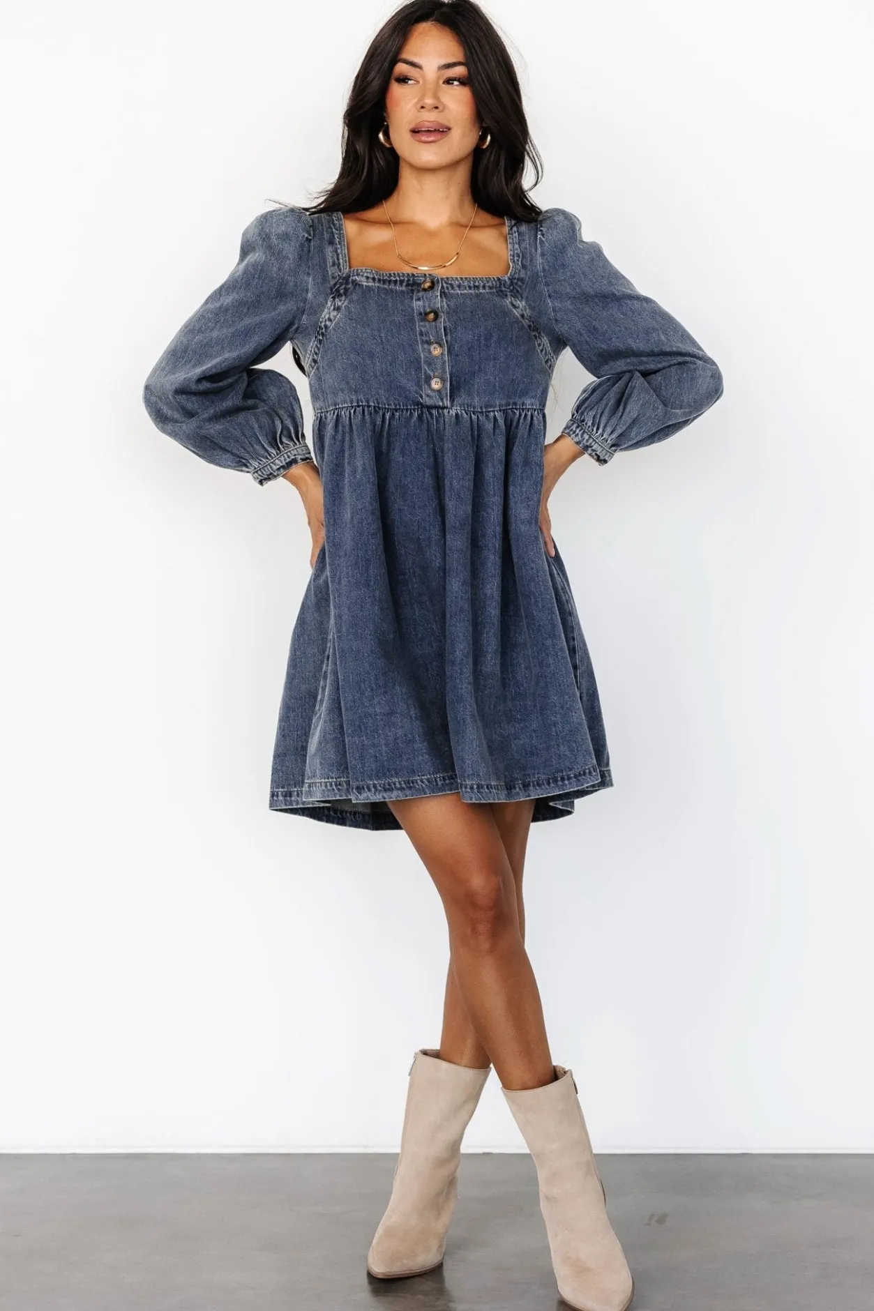 Clearance Baltic Born Gretchen Denim Short Dress | Blue
