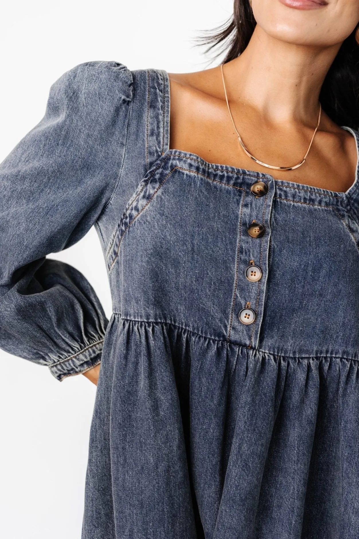 Clearance Baltic Born Gretchen Denim Short Dress | Blue