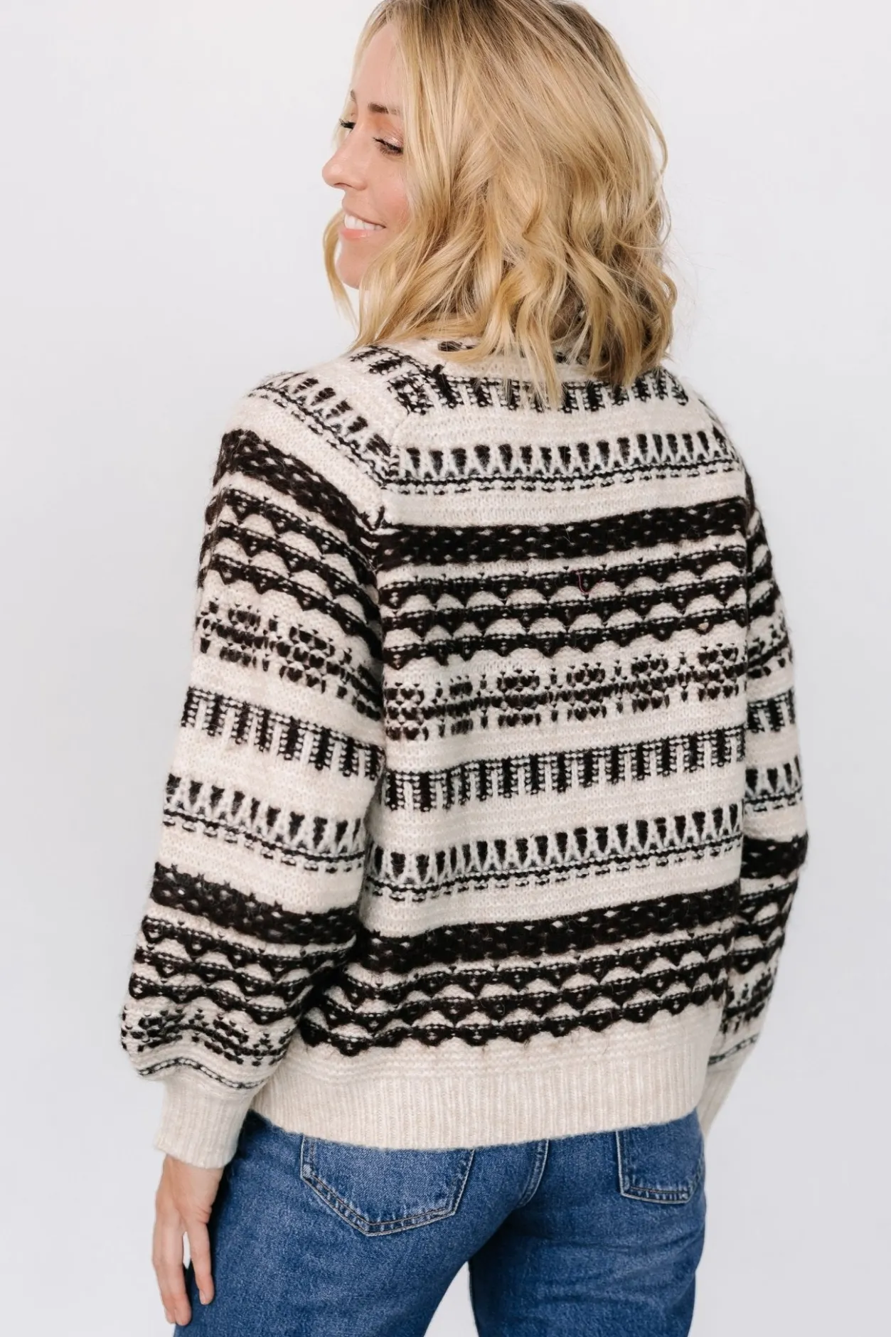 Online Baltic Born Guadalupe Mock Neck Sweater | Ivory + Chocolate Ivory+Chocolate