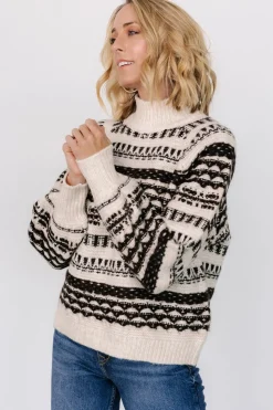 Online Baltic Born Guadalupe Mock Neck Sweater | Ivory + Chocolate Ivory+Chocolate