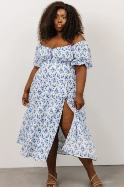 Online Baltic Born Gwen Smocked Midi Dress | Blue Floral BlueFloral