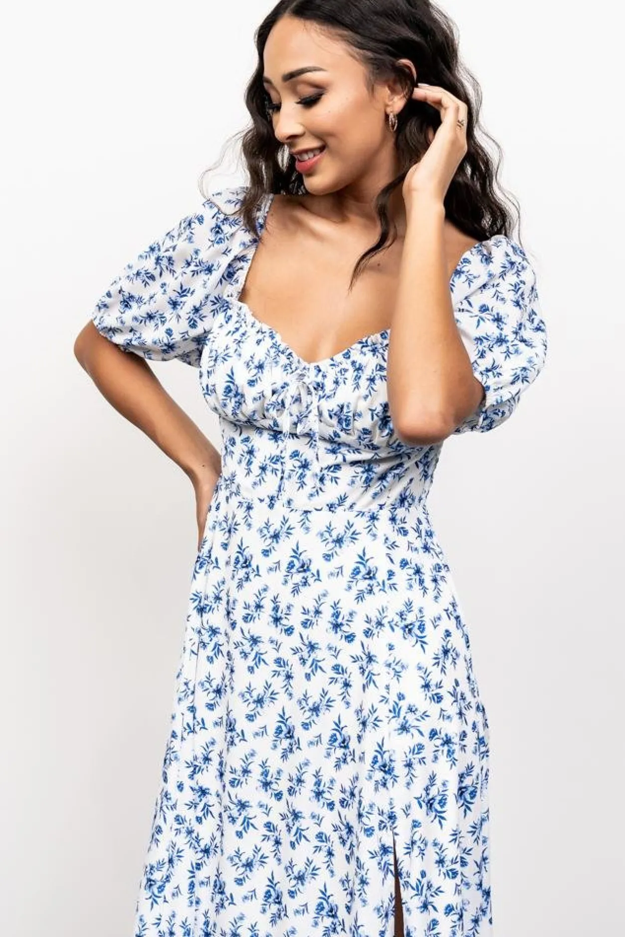 Online Baltic Born Gwen Smocked Midi Dress | Blue Floral BlueFloral