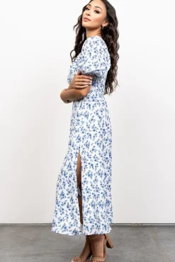Online Baltic Born Gwen Smocked Midi Dress | Blue Floral BlueFloral