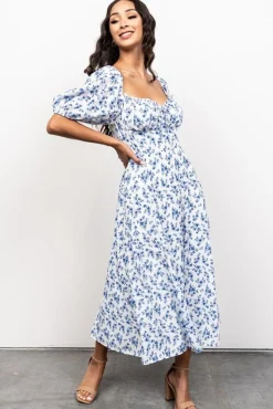 Online Baltic Born Gwen Smocked Midi Dress | Blue Floral BlueFloral