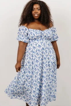 Online Baltic Born Gwen Smocked Midi Dress | Blue Floral BlueFloral
