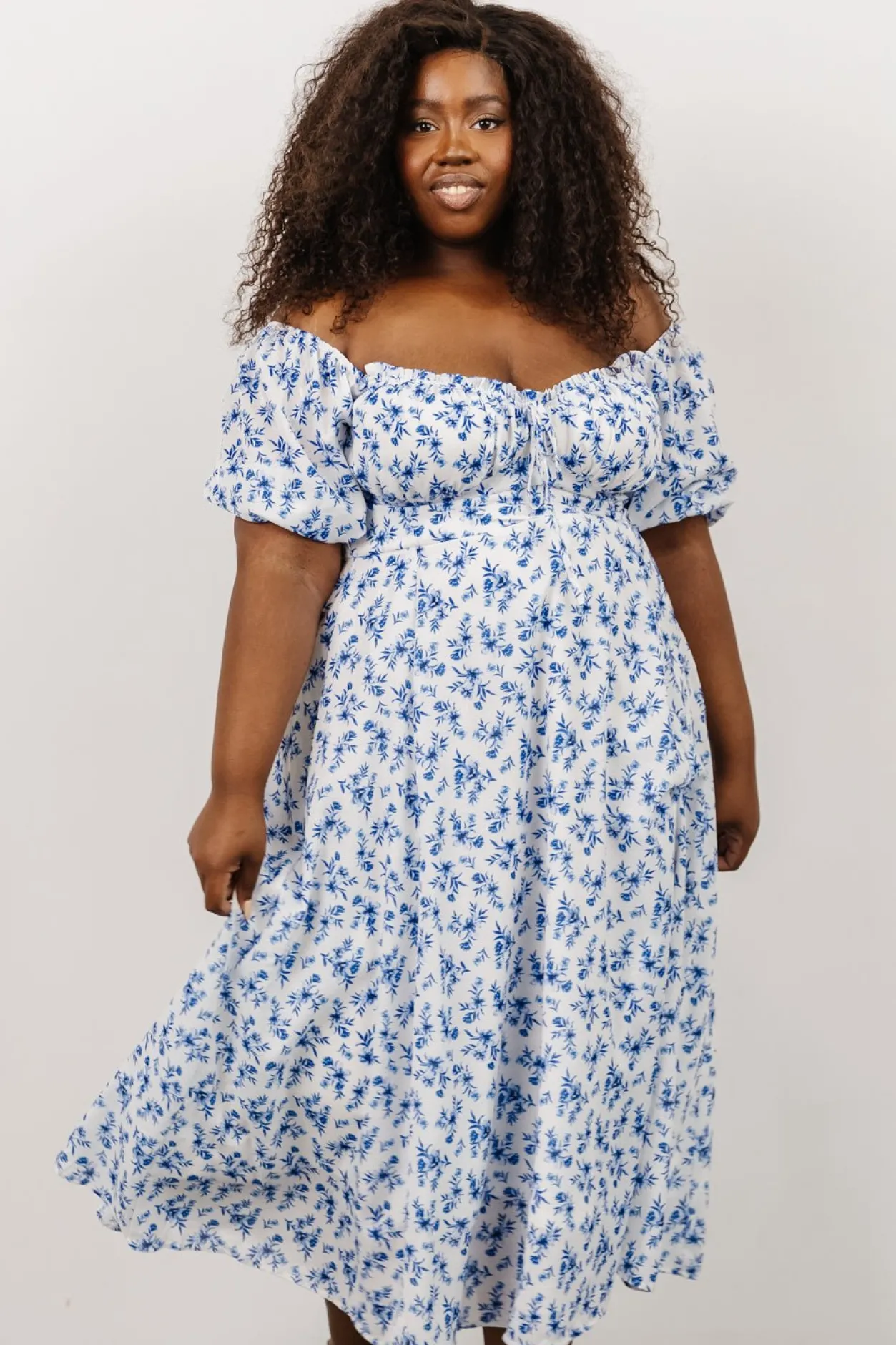 Online Baltic Born Gwen Smocked Midi Dress | Blue Floral BlueFloral
