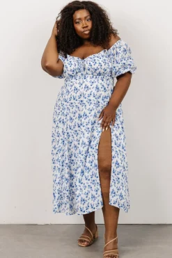Online Baltic Born Gwen Smocked Midi Dress | Blue Floral BlueFloral