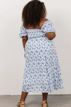 Online Baltic Born Gwen Smocked Midi Dress | Blue Floral BlueFloral