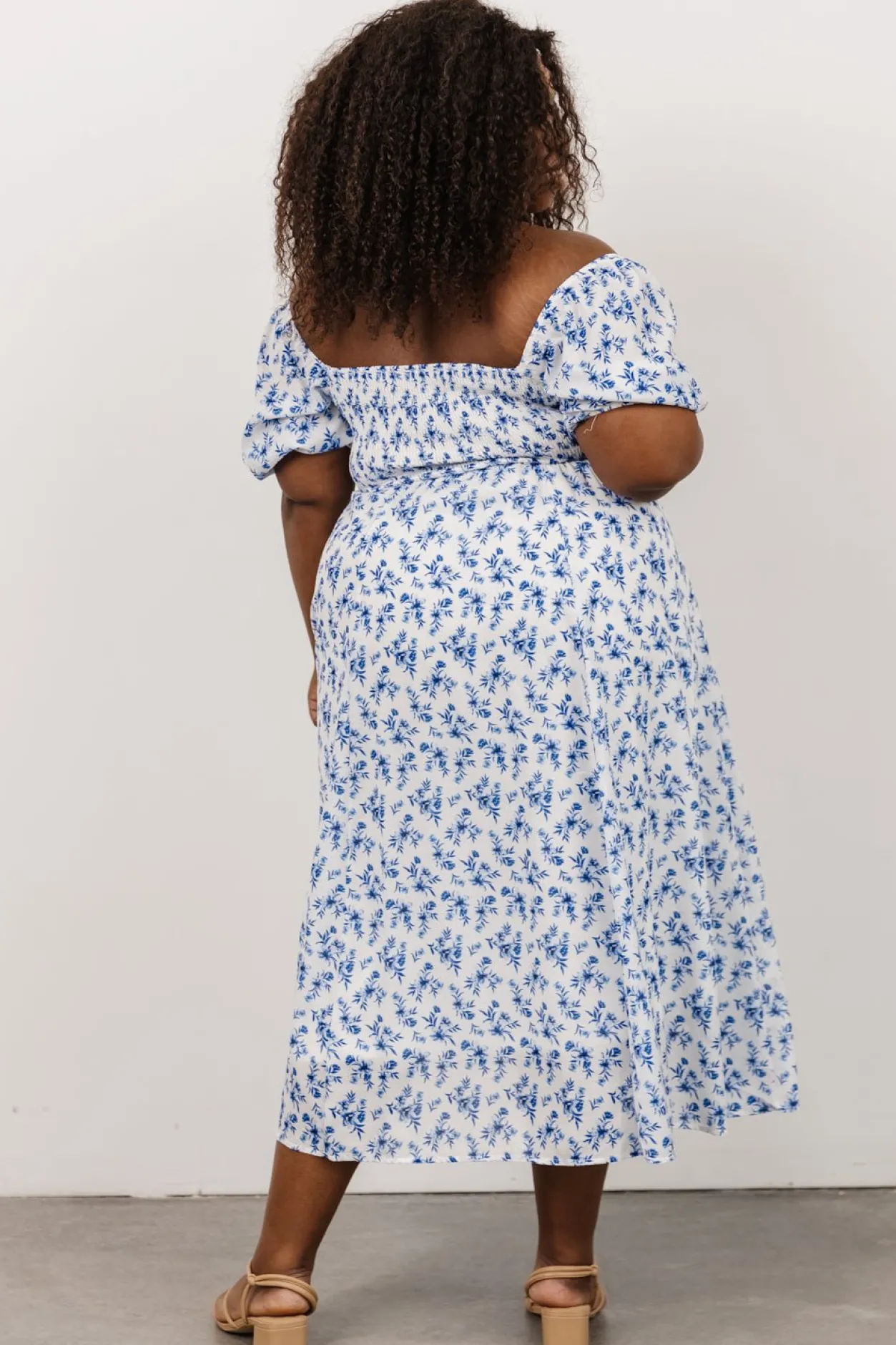 Online Baltic Born Gwen Smocked Midi Dress | Blue Floral BlueFloral