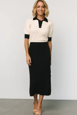 Clearance Baltic Born Gwendolyn Collared Midi Dress | Navy + Cream Navy+Cream