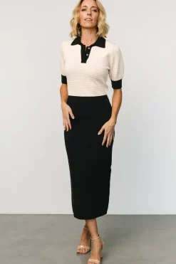 Clearance Baltic Born Gwendolyn Collared Midi Dress | Navy + Cream Navy+Cream