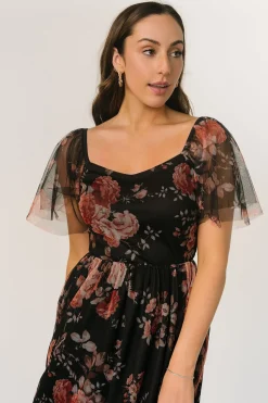 Hot Baltic Born Gwyneth Tulle Midi Dress | Black Multi BlackMulti