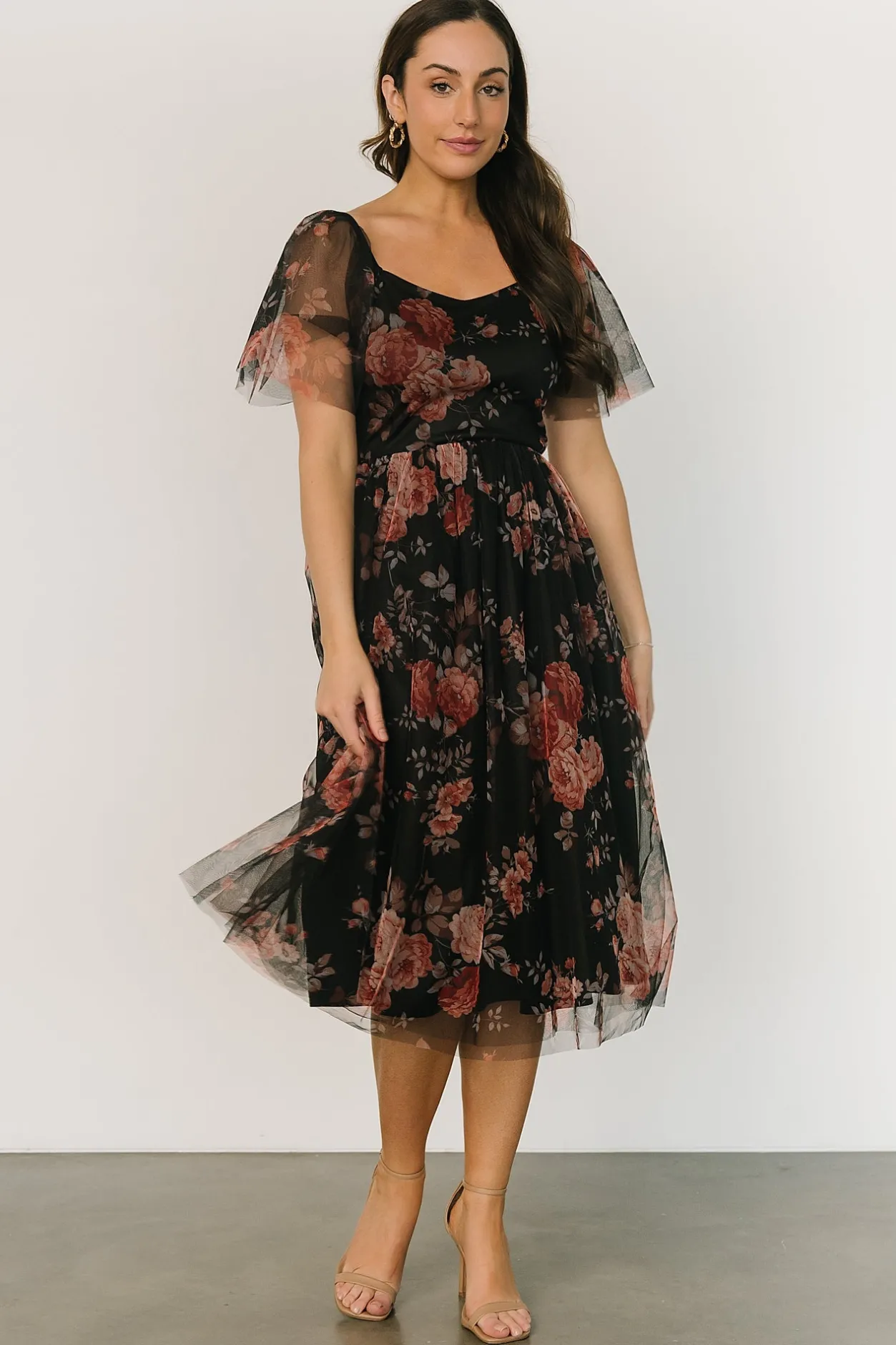 Hot Baltic Born Gwyneth Tulle Midi Dress | Black Multi BlackMulti