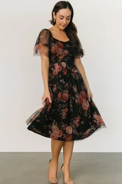 Hot Baltic Born Gwyneth Tulle Midi Dress | Black Multi BlackMulti