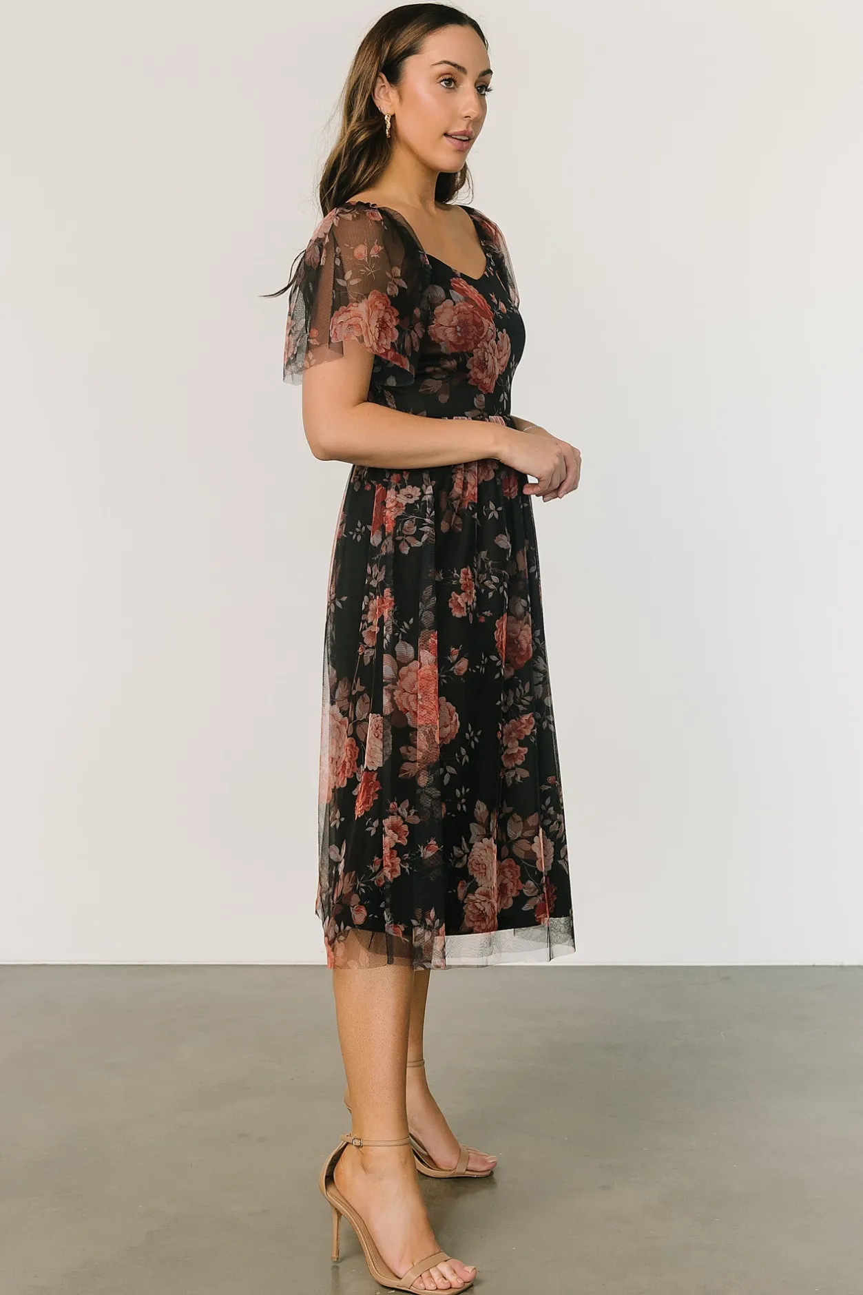 Hot Baltic Born Gwyneth Tulle Midi Dress | Black Multi BlackMulti