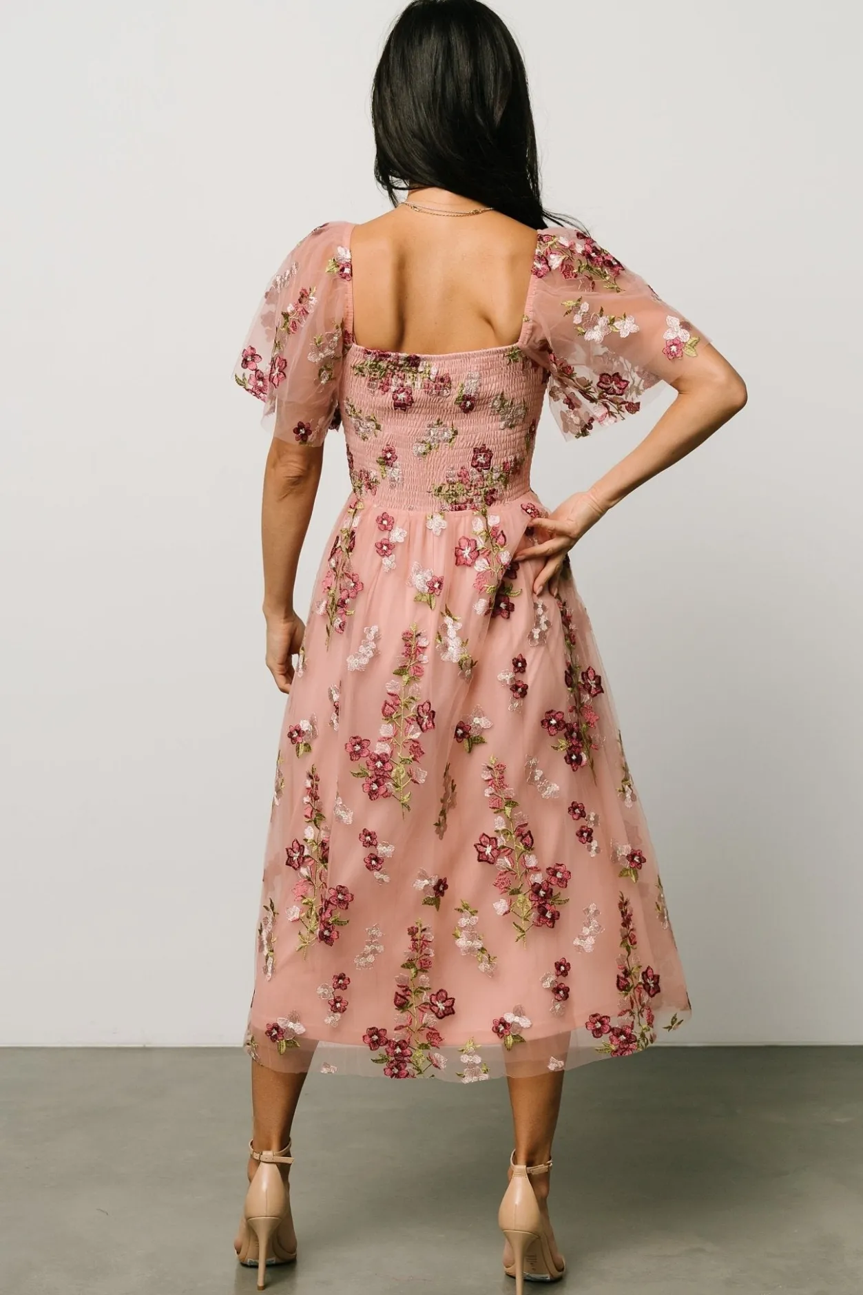 Fashion Baltic Born Gwyneth Tulle Midi Dress | Blush Floral BlushFloral