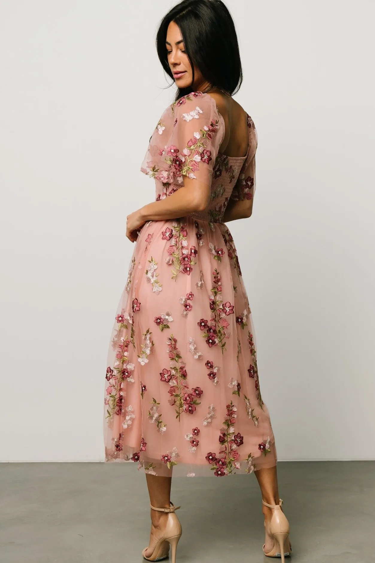 Fashion Baltic Born Gwyneth Tulle Midi Dress | Blush Floral BlushFloral