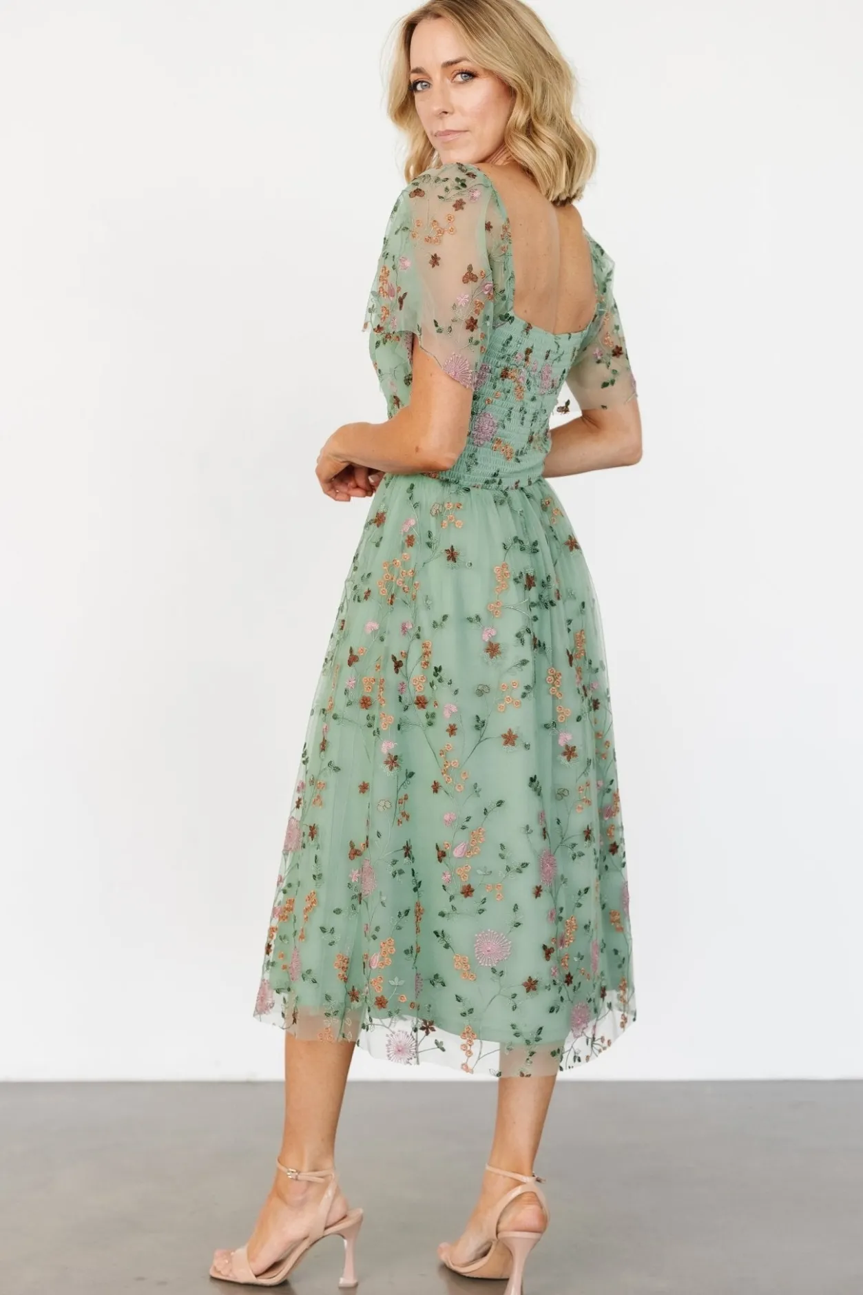 Outlet Baltic Born Gwyneth Tulle Midi Dress | Eucalyptus Floral EucalyptusFloral