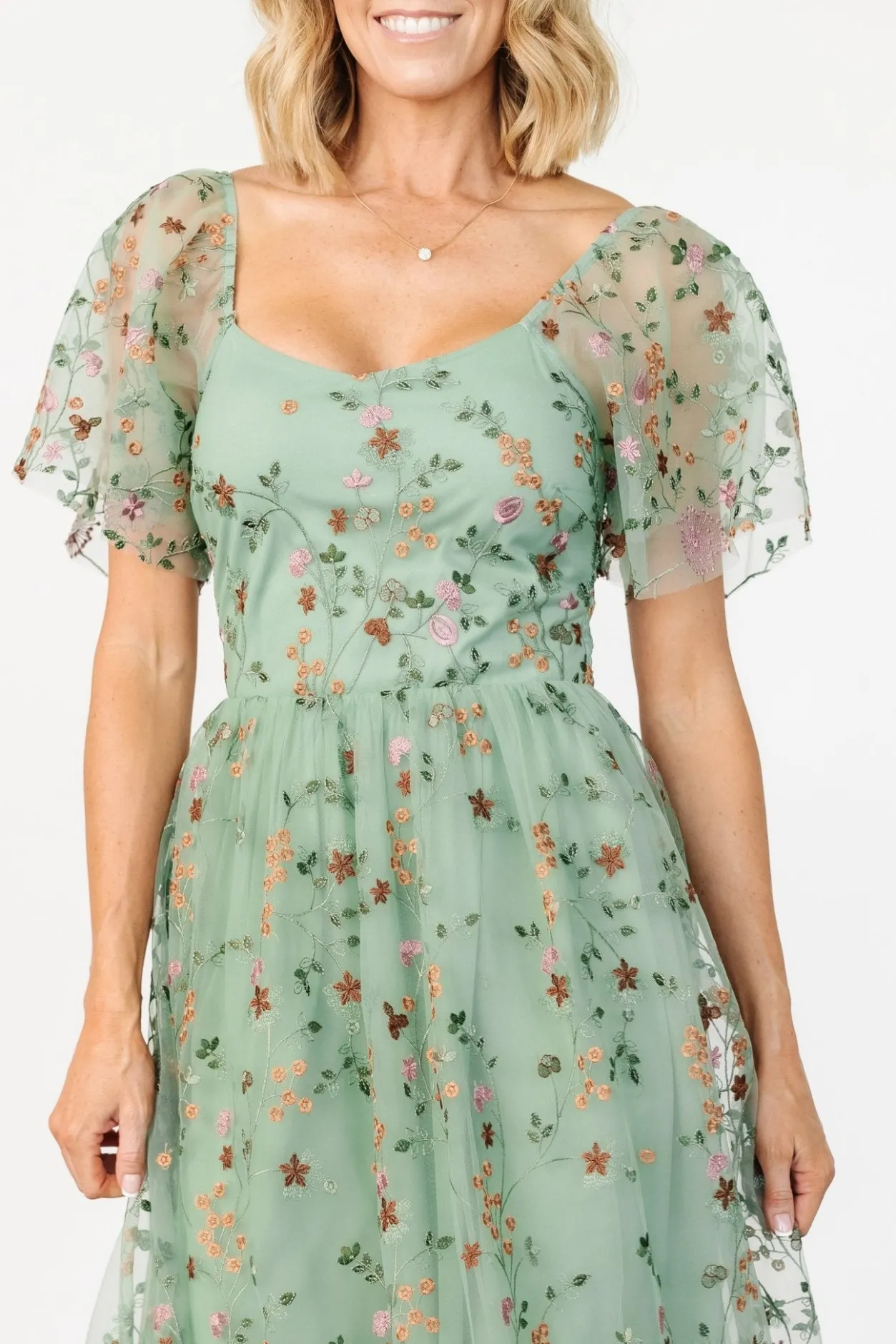 Outlet Baltic Born Gwyneth Tulle Midi Dress | Eucalyptus Floral EucalyptusFloral