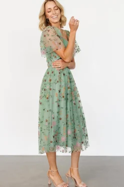 Outlet Baltic Born Gwyneth Tulle Midi Dress | Eucalyptus Floral EucalyptusFloral