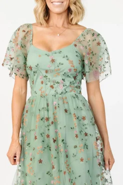 Outlet Baltic Born Gwyneth Tulle Midi Dress | Eucalyptus Floral EucalyptusFloral