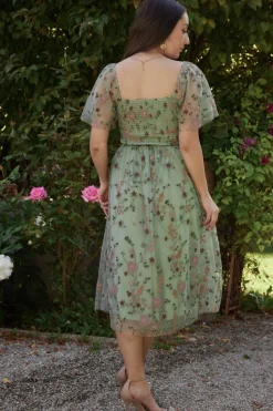 Outlet Baltic Born Gwyneth Tulle Midi Dress | Eucalyptus Floral EucalyptusFloral