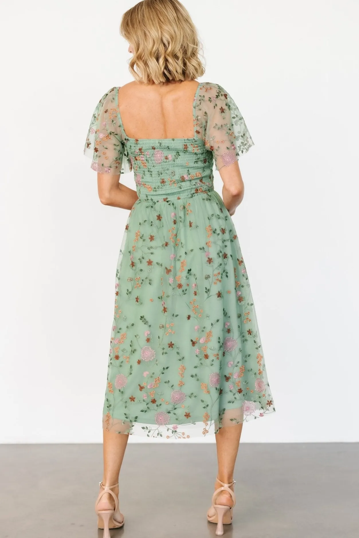 Outlet Baltic Born Gwyneth Tulle Midi Dress | Eucalyptus Floral EucalyptusFloral