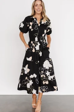 Discount Baltic Born Hacienda Tiered Midi Dress | Black Multi BlackMulti