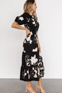 Discount Baltic Born Hacienda Tiered Midi Dress | Black Multi BlackMulti