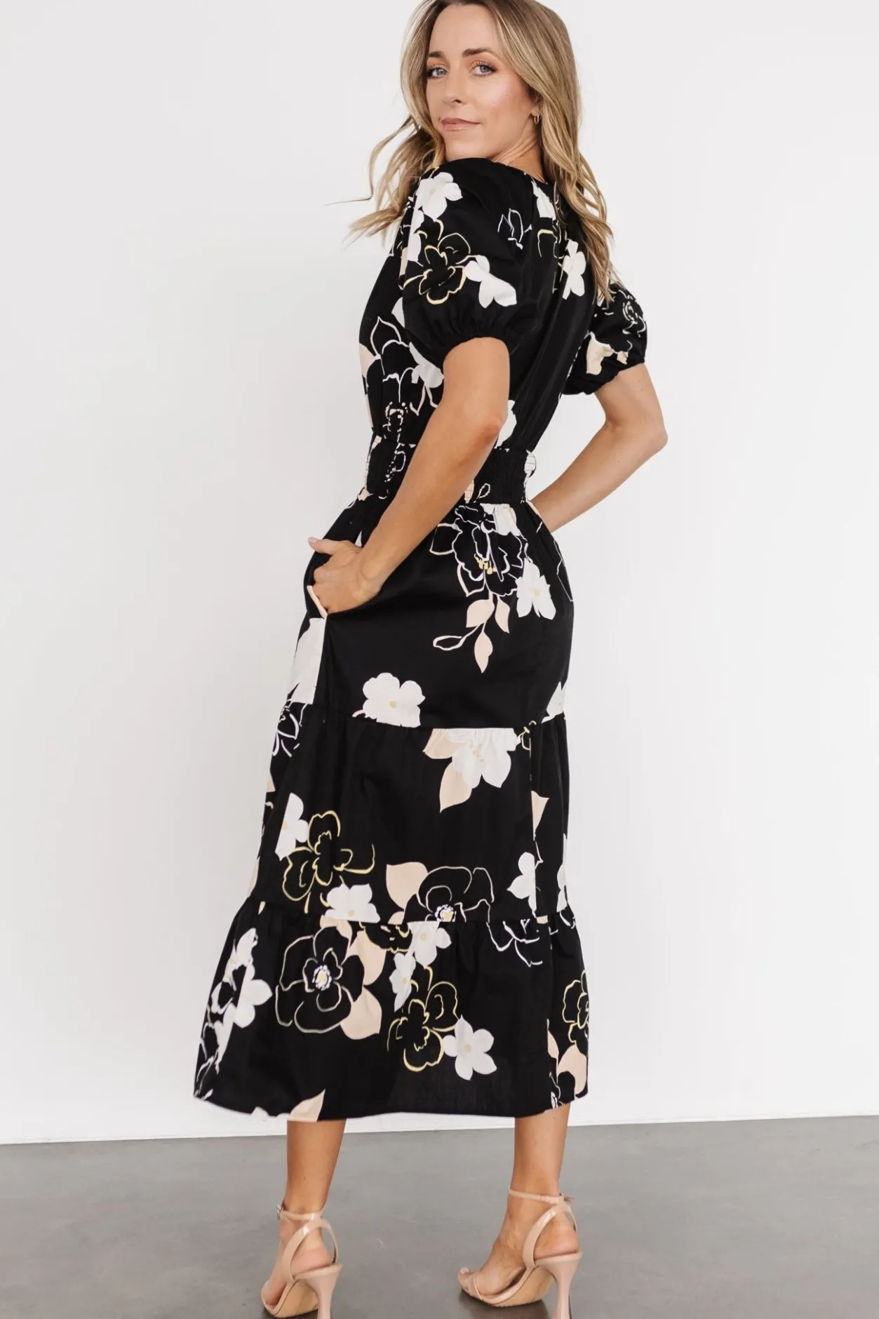 Discount Baltic Born Hacienda Tiered Midi Dress | Black Multi BlackMulti