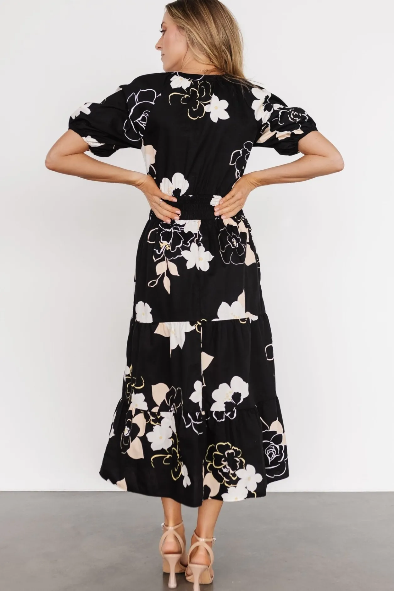 Discount Baltic Born Hacienda Tiered Midi Dress | Black Multi BlackMulti
