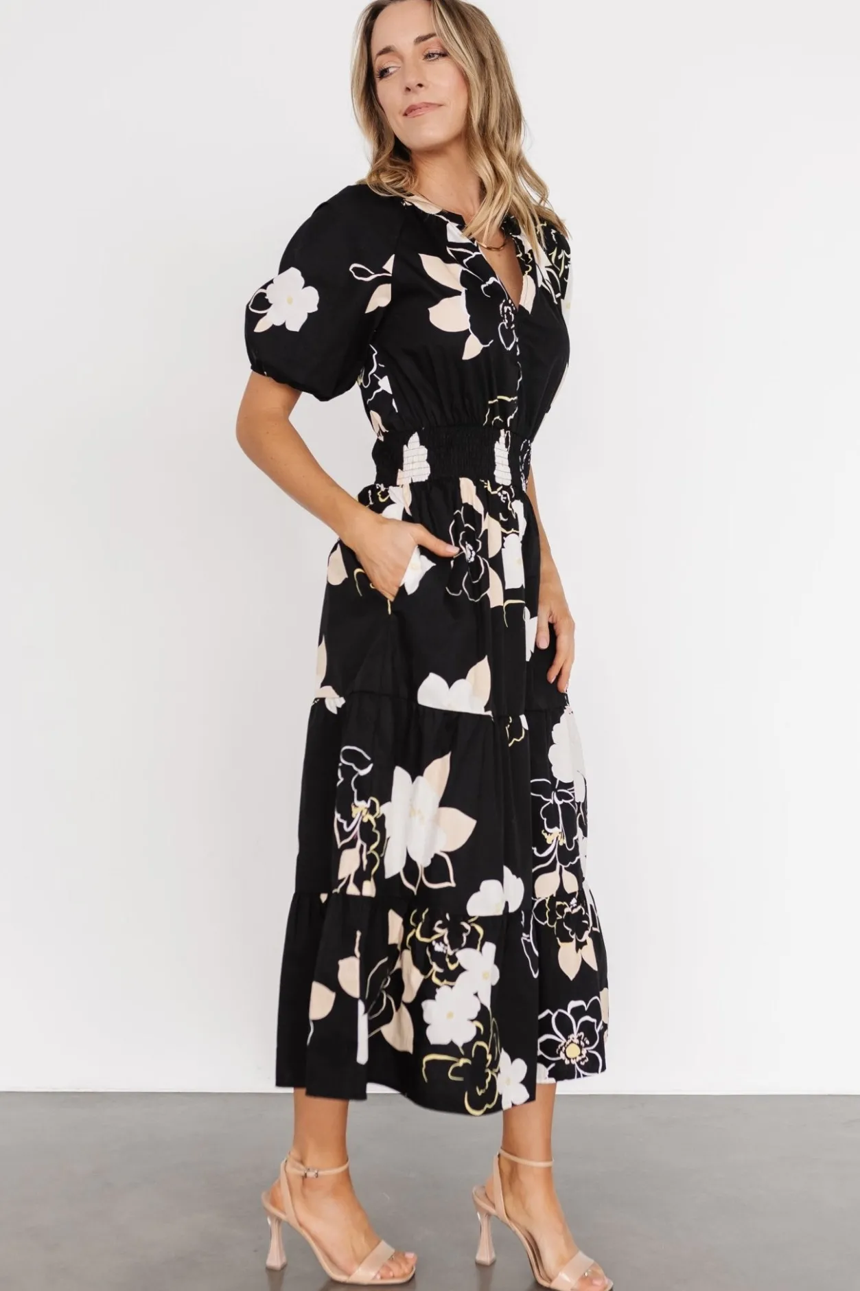 Discount Baltic Born Hacienda Tiered Midi Dress | Black Multi BlackMulti