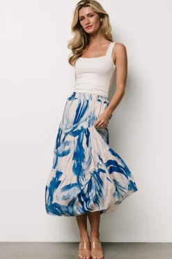 Discount Baltic Born Hailee Tiered Skirt | Off White + Blue OffWhite+Blue