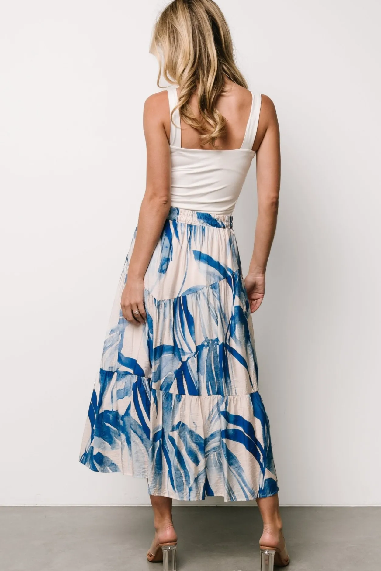 Discount Baltic Born Hailee Tiered Skirt | Off White + Blue OffWhite+Blue