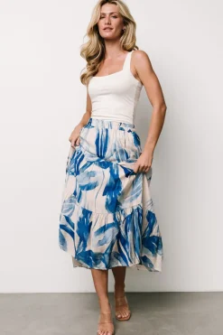 Discount Baltic Born Hailee Tiered Skirt | Off White + Blue OffWhite+Blue