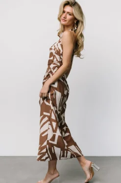 Hot Baltic Born Halin Halter Dress | Brown + Natural Print Brown+NaturalPrint