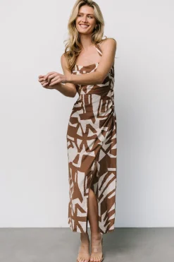 Hot Baltic Born Halin Halter Dress | Brown + Natural Print Brown+NaturalPrint