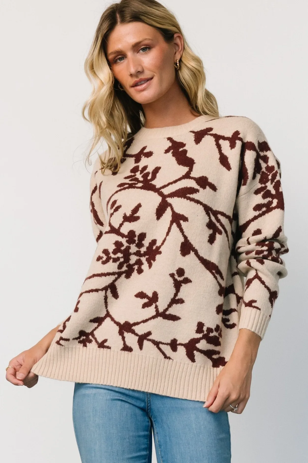 Sale Baltic Born Hallstatt Sweater | Beige + Merlot Print Beige+MerlotPrint