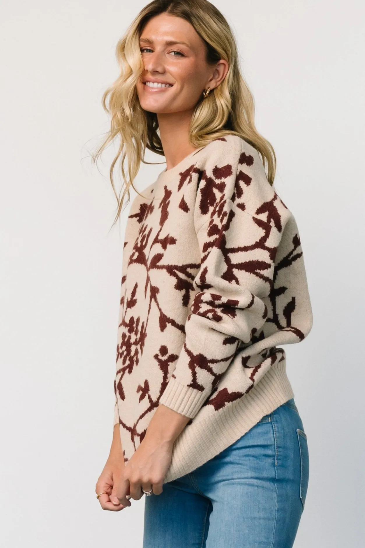 Sale Baltic Born Hallstatt Sweater | Beige + Merlot Print Beige+MerlotPrint